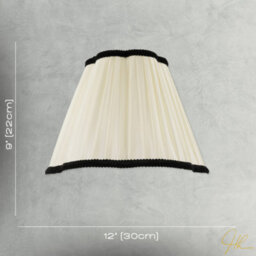Happy Homewares Ivory White Victorian Pleated Faux Silk Lamp Shade With Black Trims - thumbnail 7