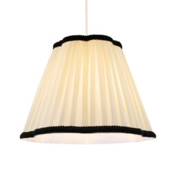 Happy Homewares Ivory White Victorian Pleated Faux Silk Lamp Shade With Black Trims - thumbnail 2