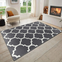 Oxford Homeware Printed Rug, Non-Slip Pets Friendly, Living Room Rugs And Bedroom Rugs, (Ava Grey, 120X170Cm) - thumbnail 1