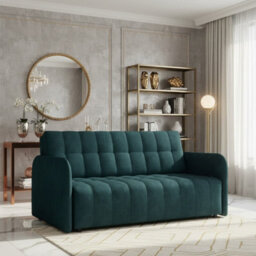 Viva Grand Iv Sofa Bed With Sleeping Function Bedding Storage Freestanding Upholstered Back 165X98X85Cm Turquoise