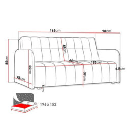 Viva Grand Iv Sofa Bed With Sleeping Function Bedding Storage Freestanding Upholstered Back 165X98X85Cm Turquoise - thumbnail 5
