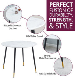 Hallowood Furniture Finley Small Round Dining Table (Tab101) With White Marble Effect Top - thumbnail 2