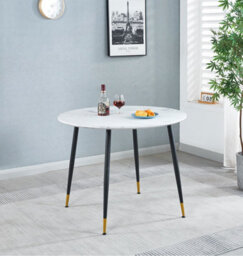 Hallowood Furniture Finley Small Round Dining Table (Tab101) With White Marble Effect Top