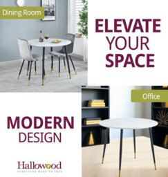Hallowood Furniture Finley Small Round Dining Table (Tab101) With White Marble Effect Top - thumbnail 6