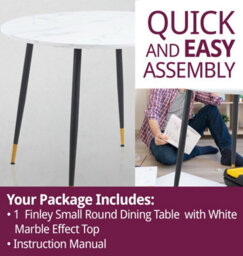 Hallowood Furniture Finley Small Round Dining Table (Tab101) With White Marble Effect Top - thumbnail 7