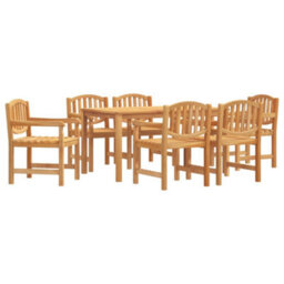 Berkfield 7 Piece Garden Dining Set Solid Wood Teak - thumbnail 2