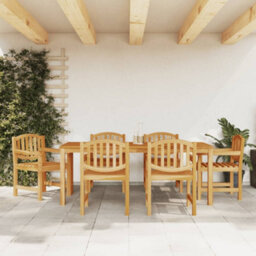 Berkfield 7 Piece Garden Dining Set Solid Wood Teak