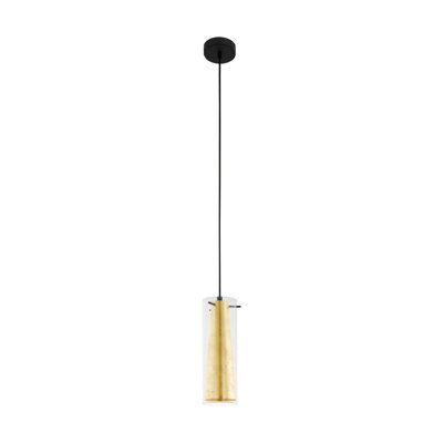 Elegant Black Pendant Ceiling Light With Gold Accents And Clear Glass Shade - image 1