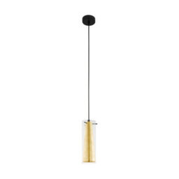 Elegant Black Pendant Ceiling Light With Gold Accents And Clear Glass Shade - thumbnail 1
