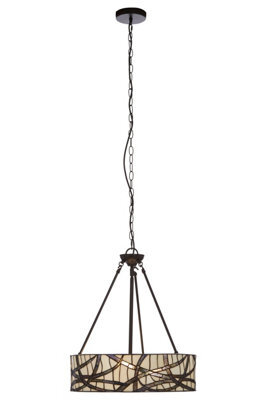 Orsina Tiffany Style Branch Pendant Light, Hand Rolled Art Glass Ceiling Fixture, Bronze Iron Frame Hanging Light - image 1