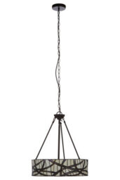 Orsina Tiffany Style Branch Pendant Light, Hand Rolled Art Glass Ceiling Fixture, Bronze Iron Frame Hanging Light - thumbnail 5