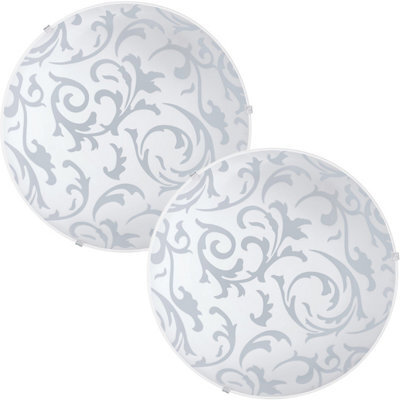 Modern 2 Pack White Flush Ceiling Light With Satin Glass Shade - image 1