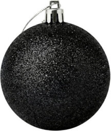 Shatchi 20Cm Black Glitter Christmas Bauble - Christmas Tree & Home Décor Ornament - thumbnail 3