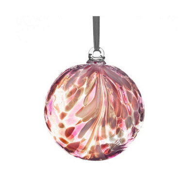 Sienna Glass 10Cm Friendship Ball Feather Design Flamingo