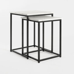 Ohs Manhattan Set Of 2 Square Nest Of Tables Modern End Side Coffee Table - Marble Effect - thumbnail 6