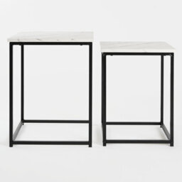 Ohs Manhattan Set Of 2 Square Nest Of Tables Modern End Side Coffee Table - Marble Effect - thumbnail 7