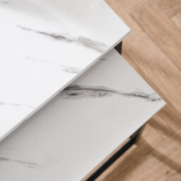 Ohs Manhattan Set Of 2 Square Nest Of Tables Modern End Side Coffee Table - Marble Effect - thumbnail 4