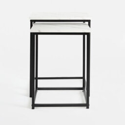 Ohs Manhattan Set Of 2 Square Nest Of Tables Modern End Side Coffee Table - Marble Effect - thumbnail 5