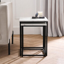Ohs Manhattan Set Of 2 Square Nest Of Tables Modern End Side Coffee Table - Marble Effect - thumbnail 3