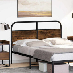 Berkfield Headboard Smoked Oak 120 Cm Steel And Engineered Wood - thumbnail 2