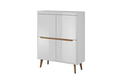 Arte Elegant Nordi Highboard Cabinet H1340mm W1070mm D400mm In White Gloss And Oak Riviera - Stylish Storage Solution - image 1