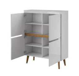 Arte Elegant Nordi Highboard Cabinet H1340mm W1070mm D400mm In White Gloss And Oak Riviera - Stylish Storage Solution - thumbnail 2