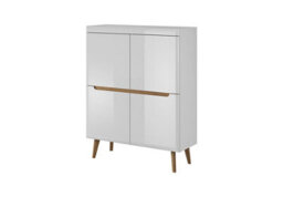 Arte Elegant Nordi Highboard Cabinet H1340mm W1070mm D400mm In White Gloss And Oak Riviera - Stylish Storage Solution - thumbnail 1
