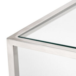 Pacific Lifestyle Clear Glass Square Coffee Table With Chrome Frame And Stepped Lower Shelf 80Cm, Aleandra - thumbnail 9