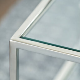 Pacific Lifestyle Clear Glass Square Coffee Table With Chrome Frame And Stepped Lower Shelf 80Cm, Aleandra - thumbnail 3