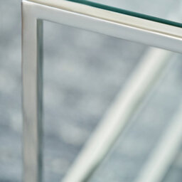 Pacific Lifestyle Clear Glass Square Coffee Table With Chrome Frame And Stepped Lower Shelf 80Cm, Aleandra - thumbnail 4