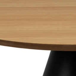 Wyld Haus Hamburg Round Oak Veneer Coffee Table With Black Steel Pillar Base - thumbnail 4