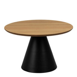 Wyld Haus Hamburg Round Oak Veneer Coffee Table With Black Steel Pillar Base - thumbnail 3