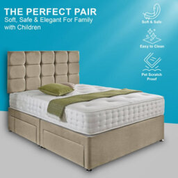 Dining Tables Rio Matching Headboard Divan Set, 2 Drawer On Same Side With Sprung 1500 Comfort Mattress - Double - thumbnail 2