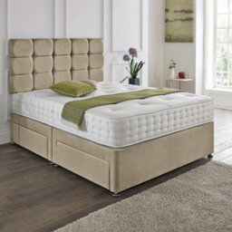 Dining Tables Rio Matching Headboard Divan Set, 2 Drawer On Same Side With Sprung 1500 Comfort Mattress - Double - thumbnail 1