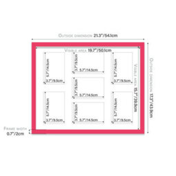 20X16 Inch 7 Opening Photo Collage Frame, Display Seven 6X4 Inch Photos, Multi Aperture Family Picture Frame, Bright Pink - thumbnail 4