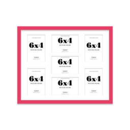 20X16 Inch 7 Opening Photo Collage Frame, Display Seven 6X4 Inch Photos, Multi Aperture Family Picture Frame, Bright Pink - thumbnail 2