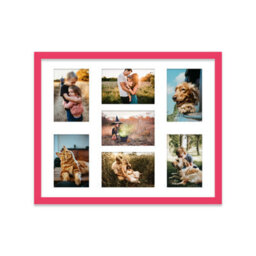 20X16 Inch 7 Opening Photo Collage Frame, Display Seven 6X4 Inch Photos, Multi Aperture Family Picture Frame, Bright Pink - thumbnail 1