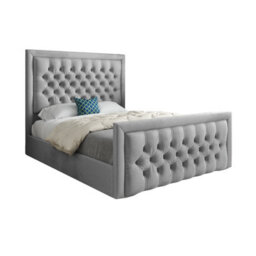 Rovigo Upholstered Soft Velvet Bed Frame - Grey - thumbnail 5