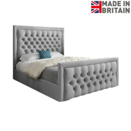 Rovigo Upholstered Soft Velvet Bed Frame - Grey - thumbnail 6