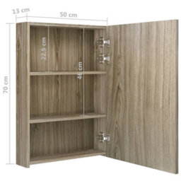 Berkfield Led Bathroom Mirror Cabinet Oak 50X13X70 Cm - thumbnail 8