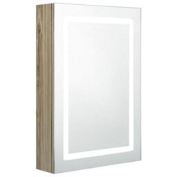 Berkfield Led Bathroom Mirror Cabinet Oak 50X13X70 Cm - thumbnail 2