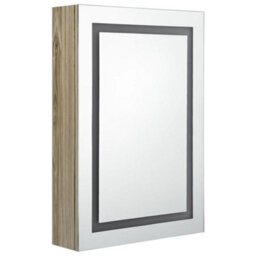 Berkfield Led Bathroom Mirror Cabinet Oak 50X13X70 Cm - thumbnail 3