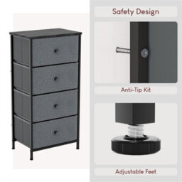 Grey & Black Modern 4 Drawer Chest Of Drawers Fabric - thumbnail 4