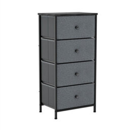 Grey & Black Modern 4 Drawer Chest Of Drawers Fabric