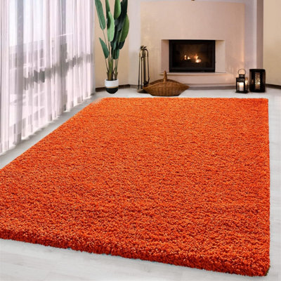 UETIAN Luxurious Shaggy Rugs Soft Extra Thick Area Rugs Heavy 5Cm Dense Pile For Living Room Bedroom Hallway (Orange, 80 X 150Cm) - image 1