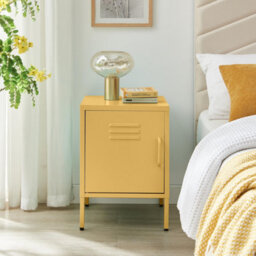 Furniturebox Uk Teksi 1 Door Mustard Yellow Metal Locker Bedside Table - thumbnail 2