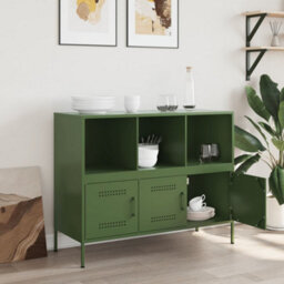 Berkfield Sideboard Olive Green 100.5X39X79 Cm Steel - thumbnail 3