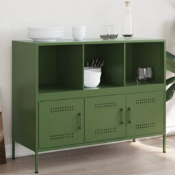 Berkfield Sideboard Olive Green 100.5X39X79 Cm Steel - thumbnail 1