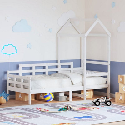 Berkfield Day Bed With Roof Without Mattress White 80X200 Cm Solid Wood - image 1