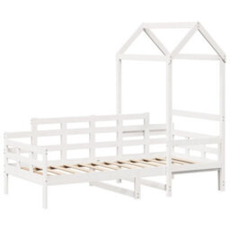 Berkfield Day Bed With Roof Without Mattress White 80X200 Cm Solid Wood - thumbnail 3